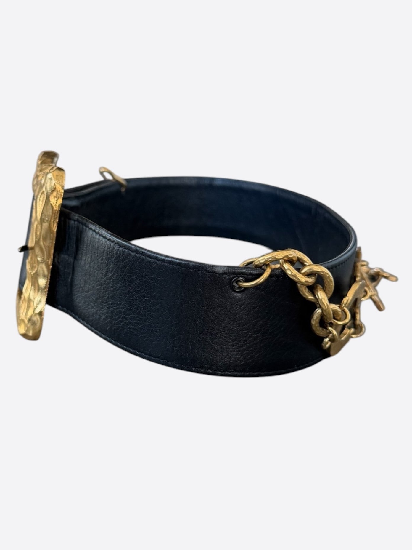 Chanel Black & Gold Vintage 1993 Logo Chain Belt