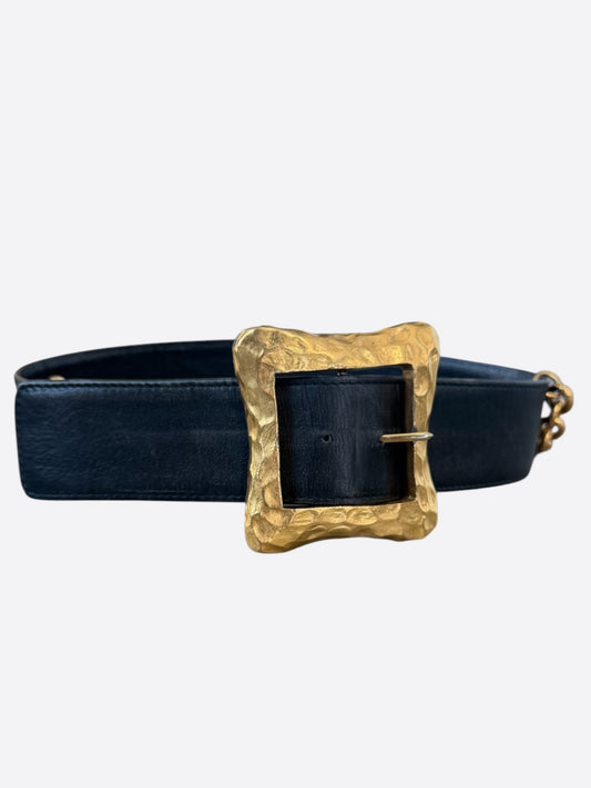Chanel Black & Gold Vintage 1993 Logo Chain Belt