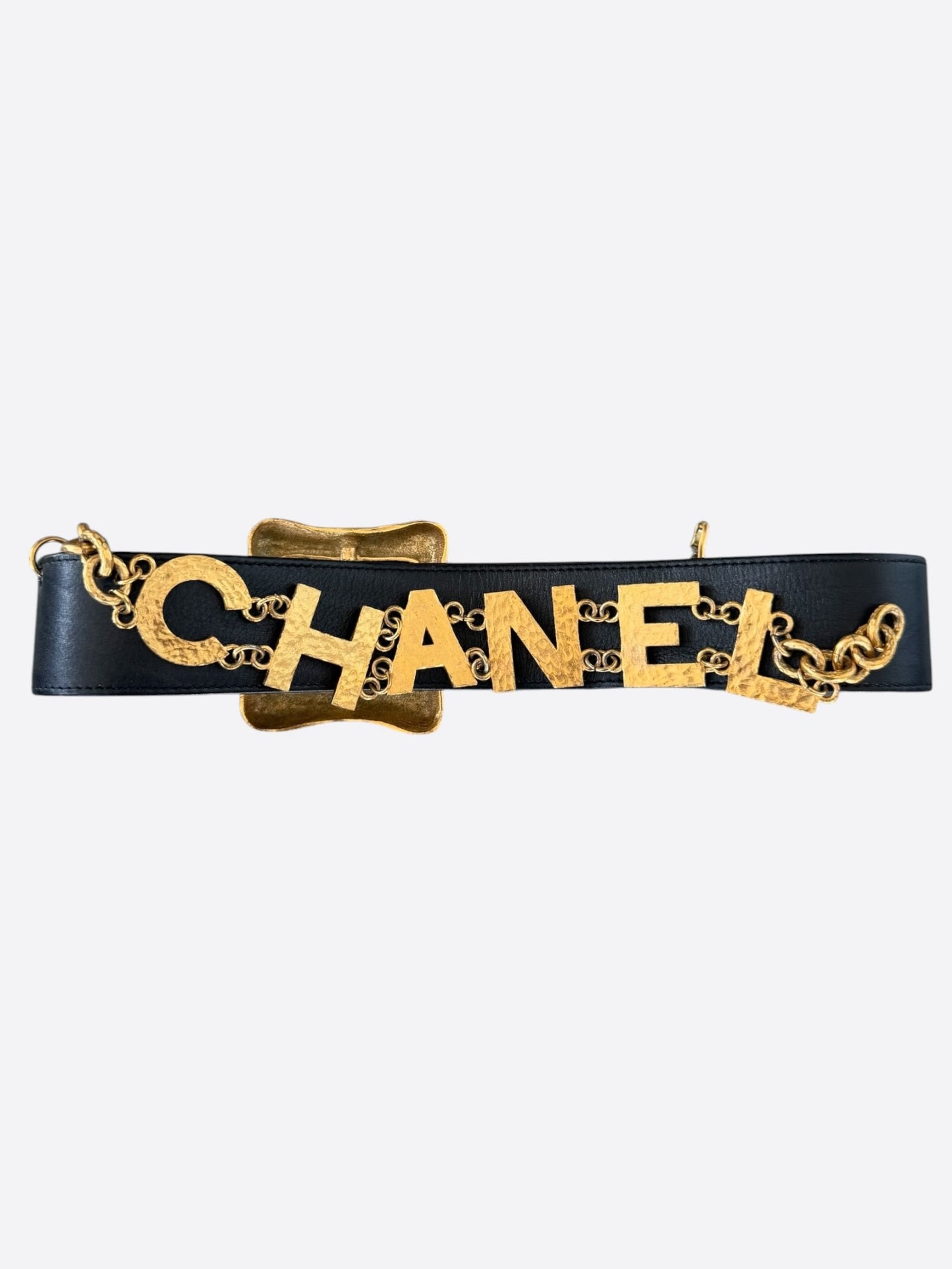 Chanel Black & Gold Vintage 1993 Logo Chain Belt