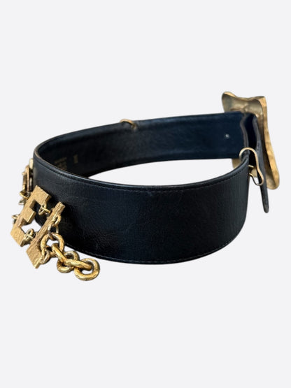 Chanel Black & Gold Vintage 1993 Logo Chain Belt