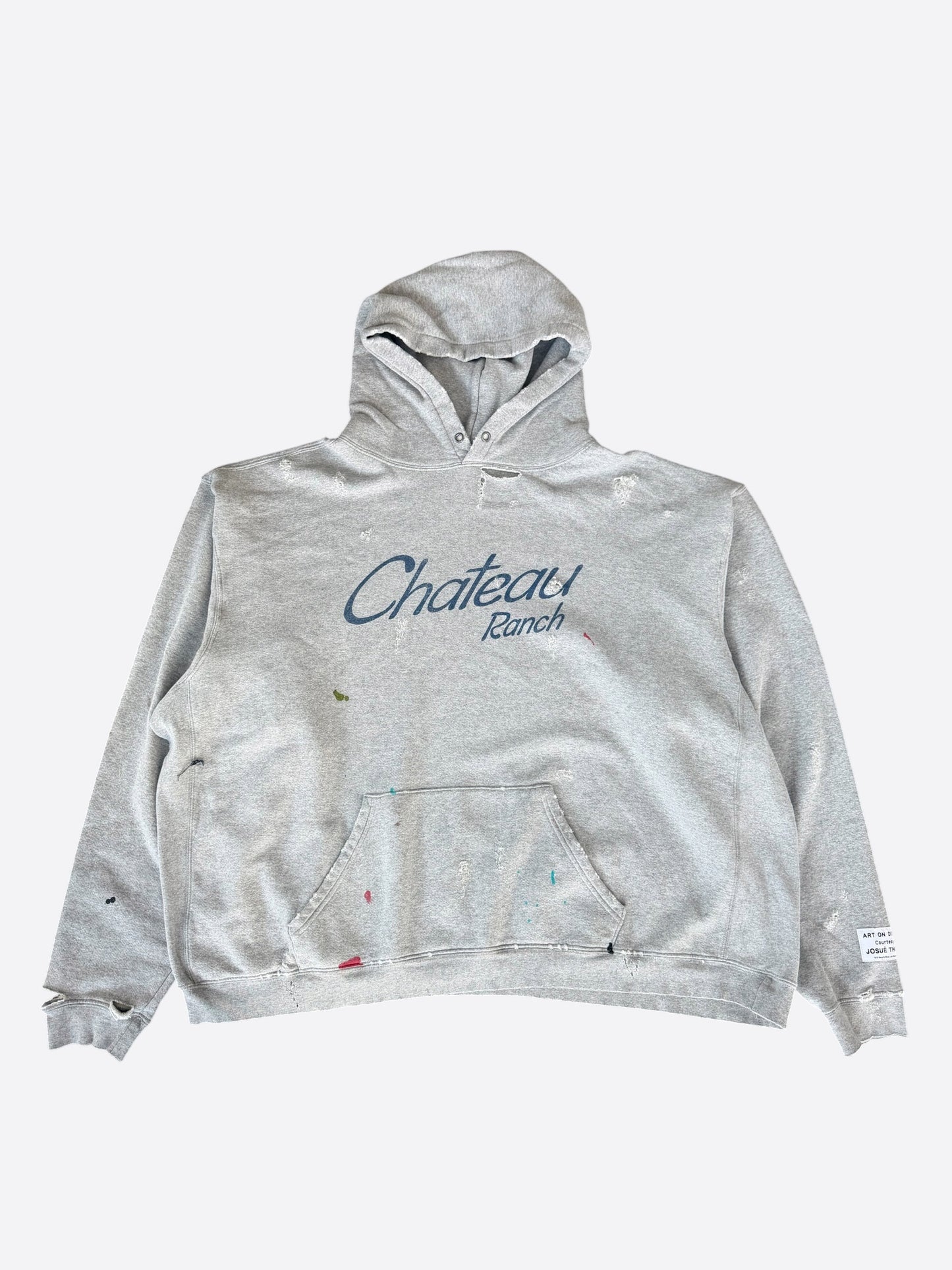 Gallery Dept Grey Paint Splatter Chateau Ranch Logo Hoodie