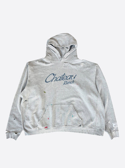 Gallery Dept Grey Paint Splatter Chateau Ranch Logo Hoodie