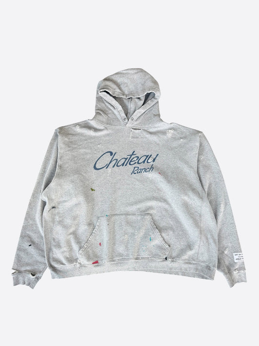 Gallery Dept Grey Paint Splatter Chateau Ranch Logo Hoodie