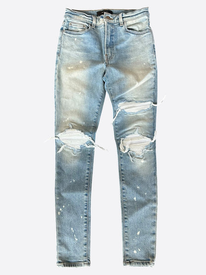 Amiri Light Indigo & White Patch Paint Splatter MX1 Jeans