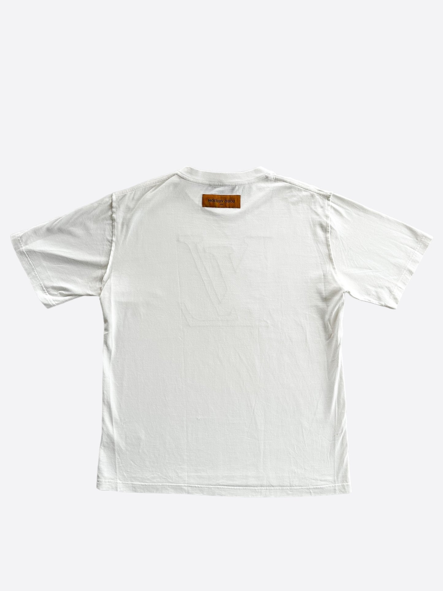 Louis Vuitton White & Blue LV Stitch Logo T-Shirt