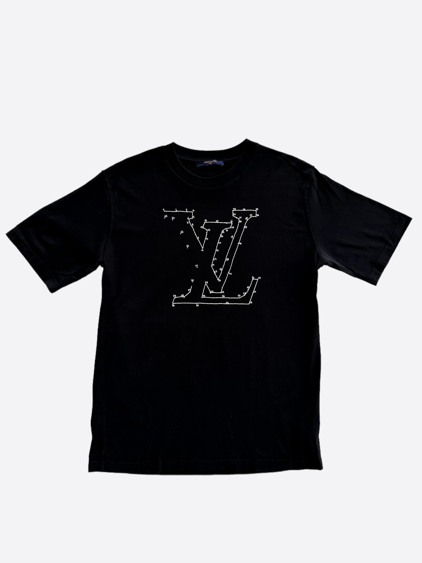 Louis Vuitton Black & White LV Stitch Logo T-Shirt