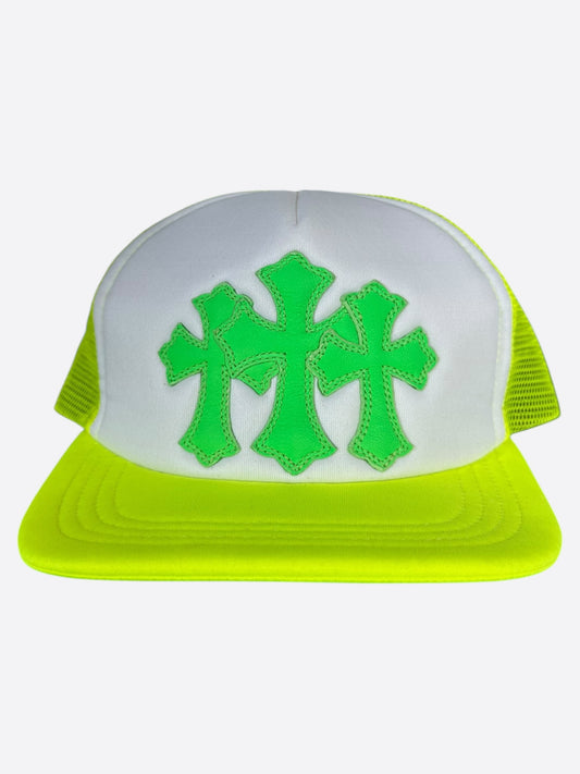Chrome Hearts Neon Yellow Cemetery Cross Patch Trucker Hat
