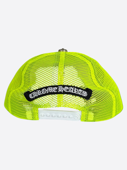 Chrome Hearts Neon Yellow Cemetery Cross Patch Trucker Hat
