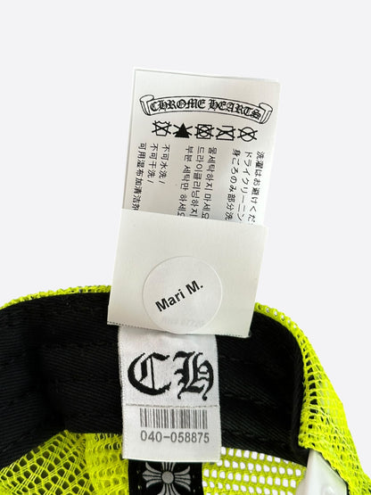 Chrome Hearts Neon Yellow Cemetery Cross Patch Trucker Hat