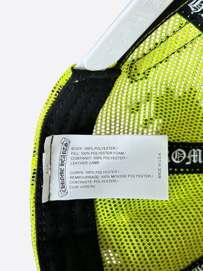 Chrome Hearts Neon Yellow Cemetery Cross Patch Trucker Hat