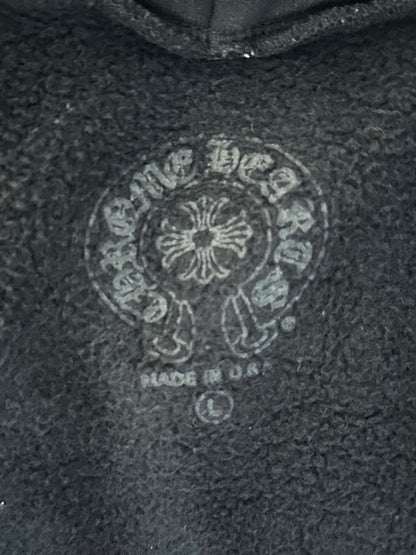 Chrome Hearts Black & White T-Bar Logo Zip Up Hoodie