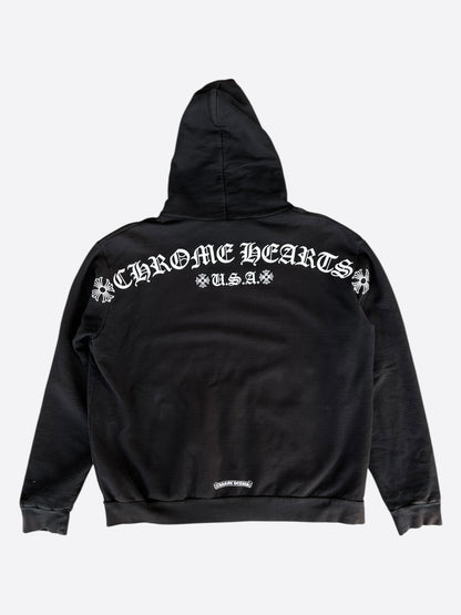 Chrome Hearts Black & White T-Bar Logo Zip Up Hoodie
