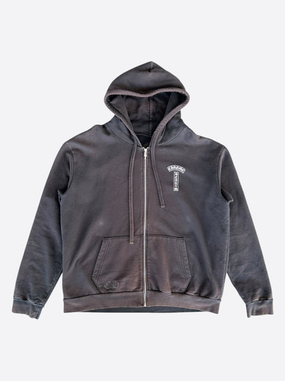 Chrome Hearts Black & White T-Bar Logo Zip Up Hoodie