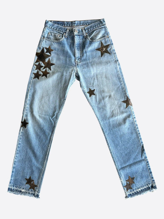 Chrome Hearts Blue & Camo Star Patch Jeans