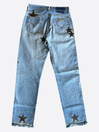 Chrome Hearts Blue & Camo Star Patch Jeans