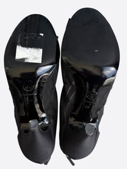 Chanel Black Mesh CC Logo Bow High Boots