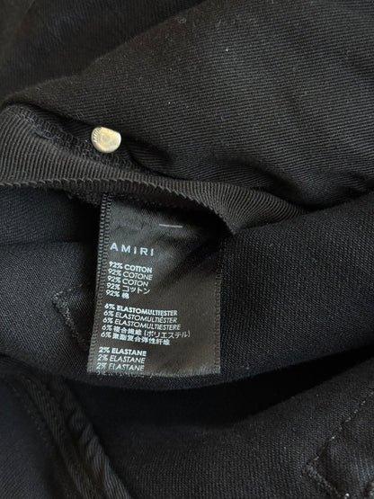 Amiri Faded Black & White Varsity Applique Distressed Jeans