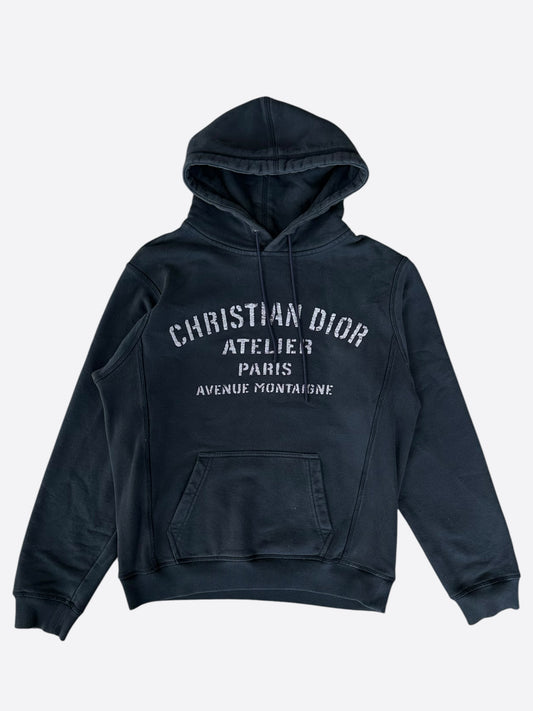 Dior Faded Black & White Atelier Logo Hoodie