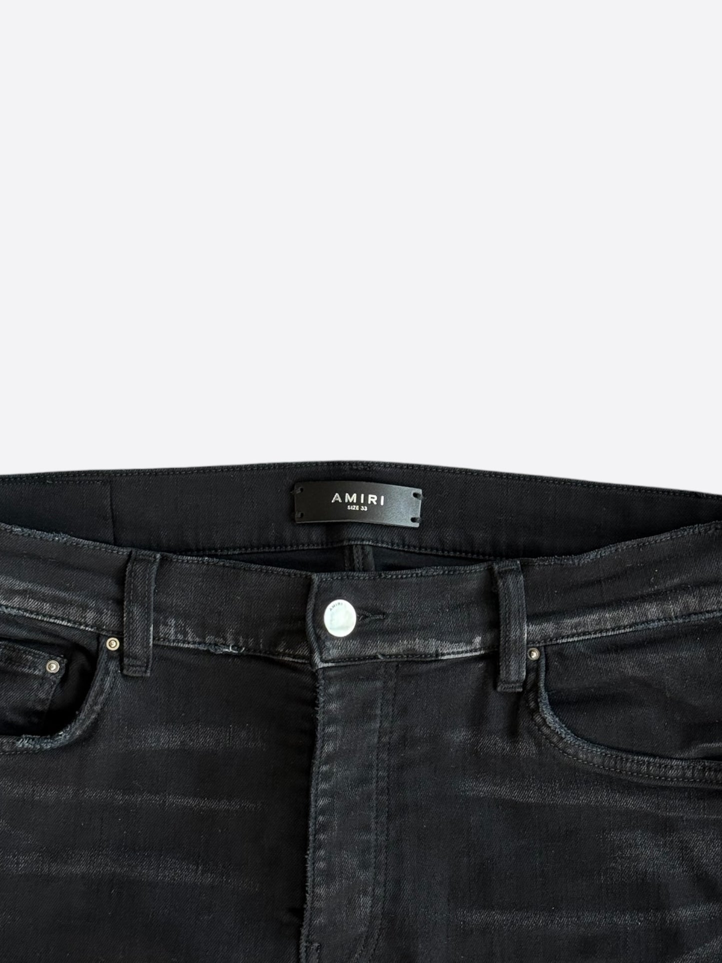 Amiri Faded Black & White Varsity Applique Distressed Jeans