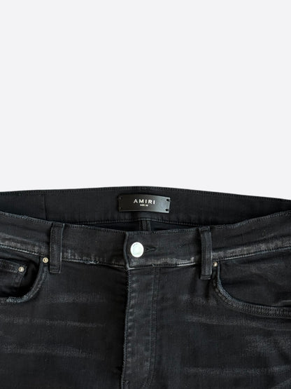 Amiri Faded Black & White Varsity Applique Distressed Jeans