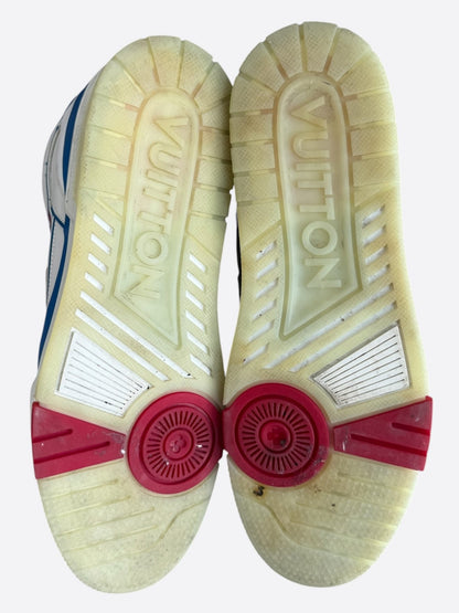 Louis Vuitton White & Blue Logo Mid Top Trainers