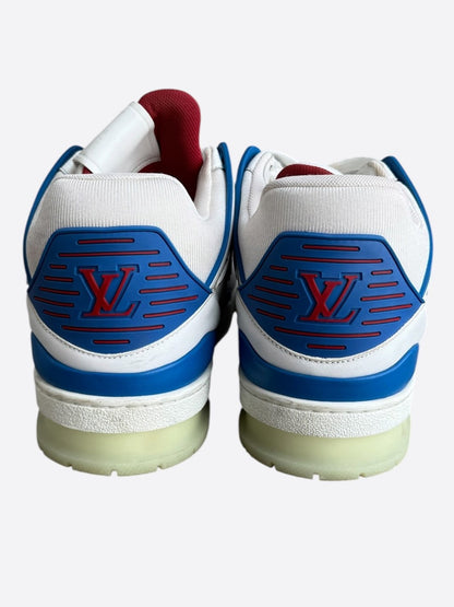 Louis Vuitton White & Blue Logo Mid Top Trainers