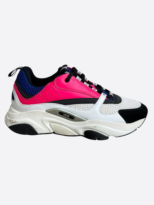 Dior White, Blue & Pink B22 Sneakers