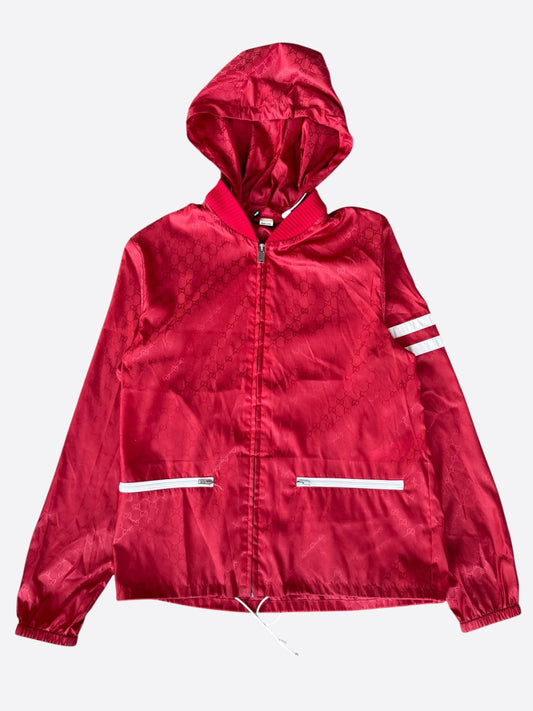 Gucci Red & White GG Monogram Striped Windbreaker