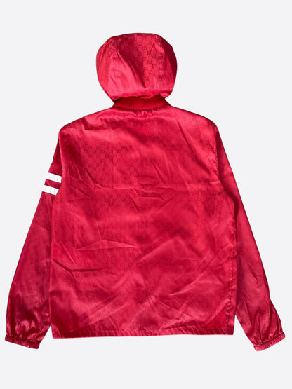 Gucci Red & White GG Monogram Striped Windbreaker