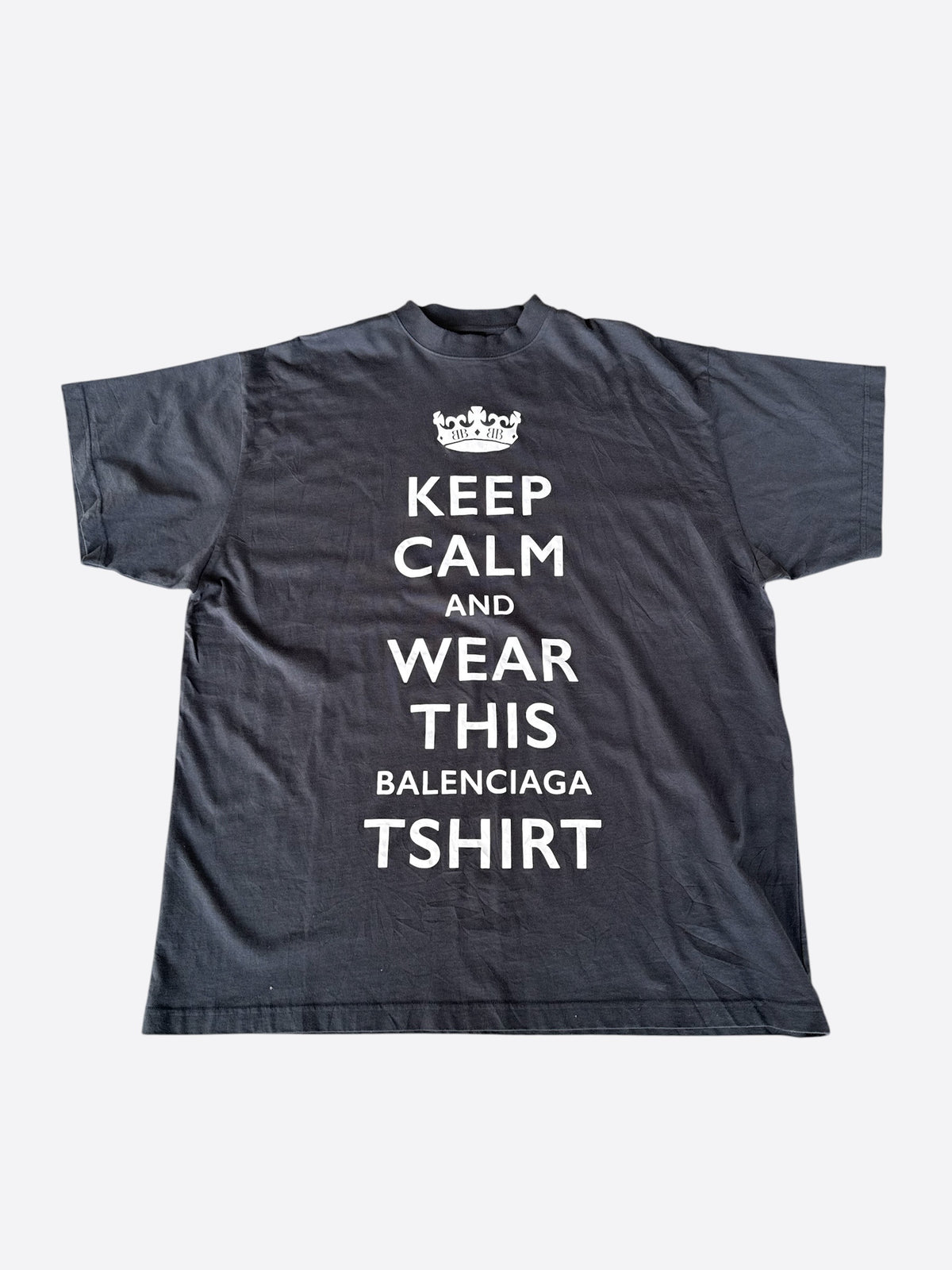 Balenciaga Black & White Keep Calm Logo T-Shirt
