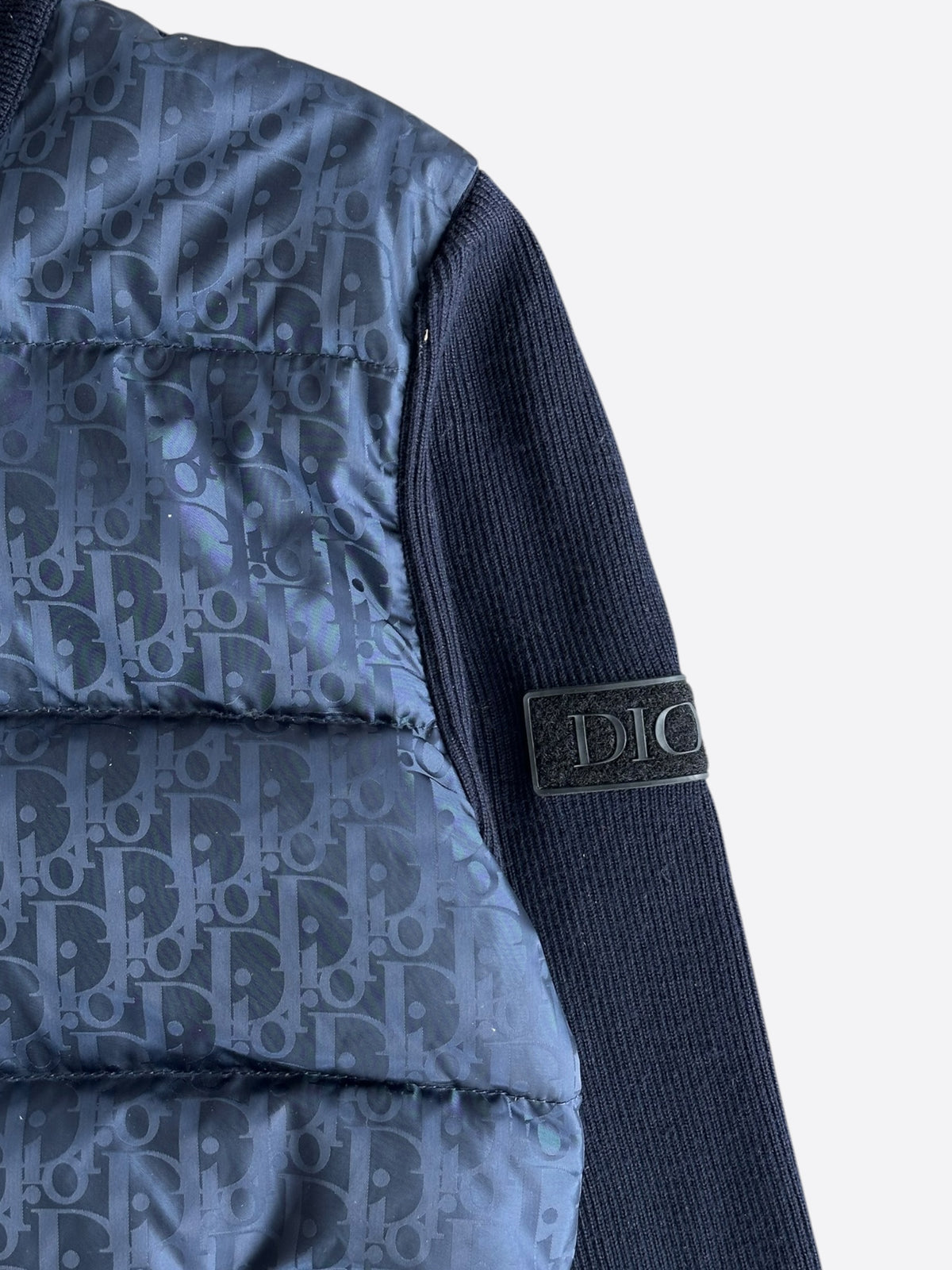 Dior Navy Oblique Knit Puffer Jacket