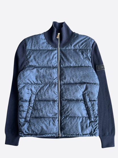Dior Navy Oblique Knit Puffer Jacket