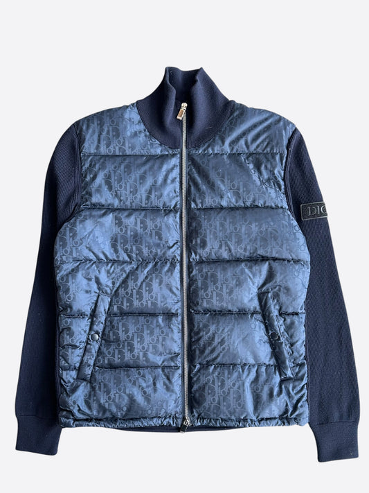 Dior Navy Oblique Knit Puffer Jacket