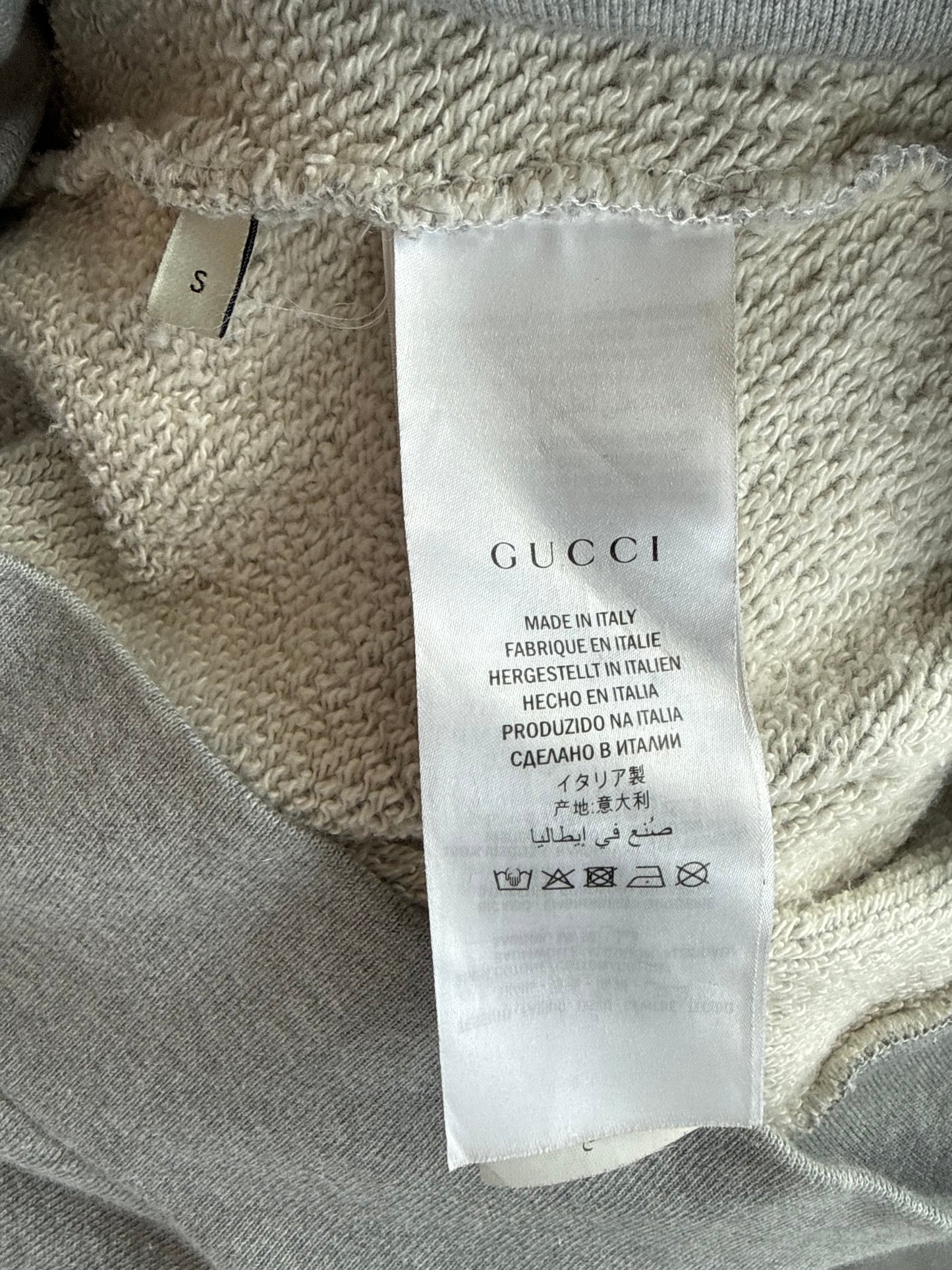 Gucci Grey Dragon Embroidered Logo Hoodie