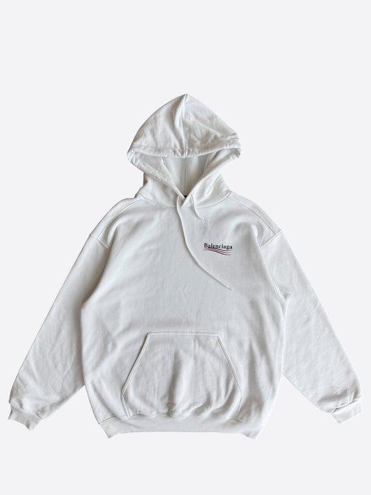 Balenciaga White, Red & Blue Logo Hoodie
