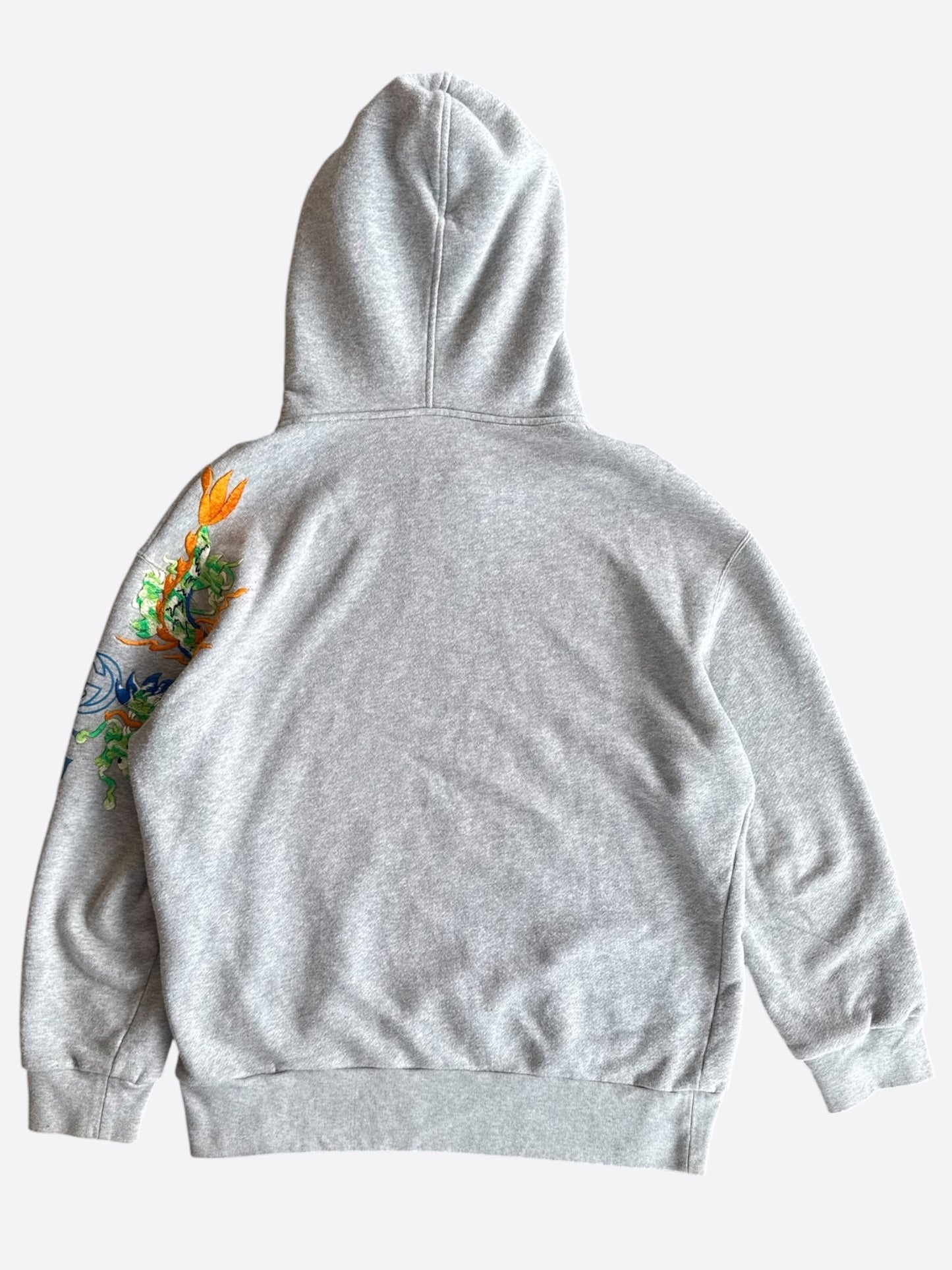 Gucci Grey Dragon Embroidered Logo Hoodie