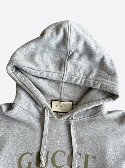 Gucci Grey Dragon Embroidered Logo Hoodie