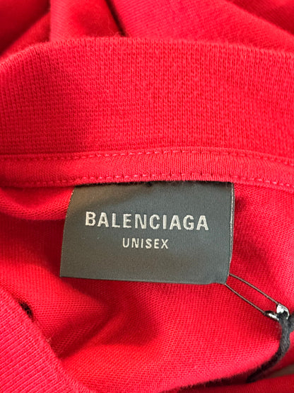 Balenciaga Red & White Keep Calm Logo T-Shirt
