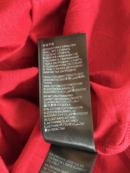 Balenciaga Red & White Keep Calm Logo T-Shirt