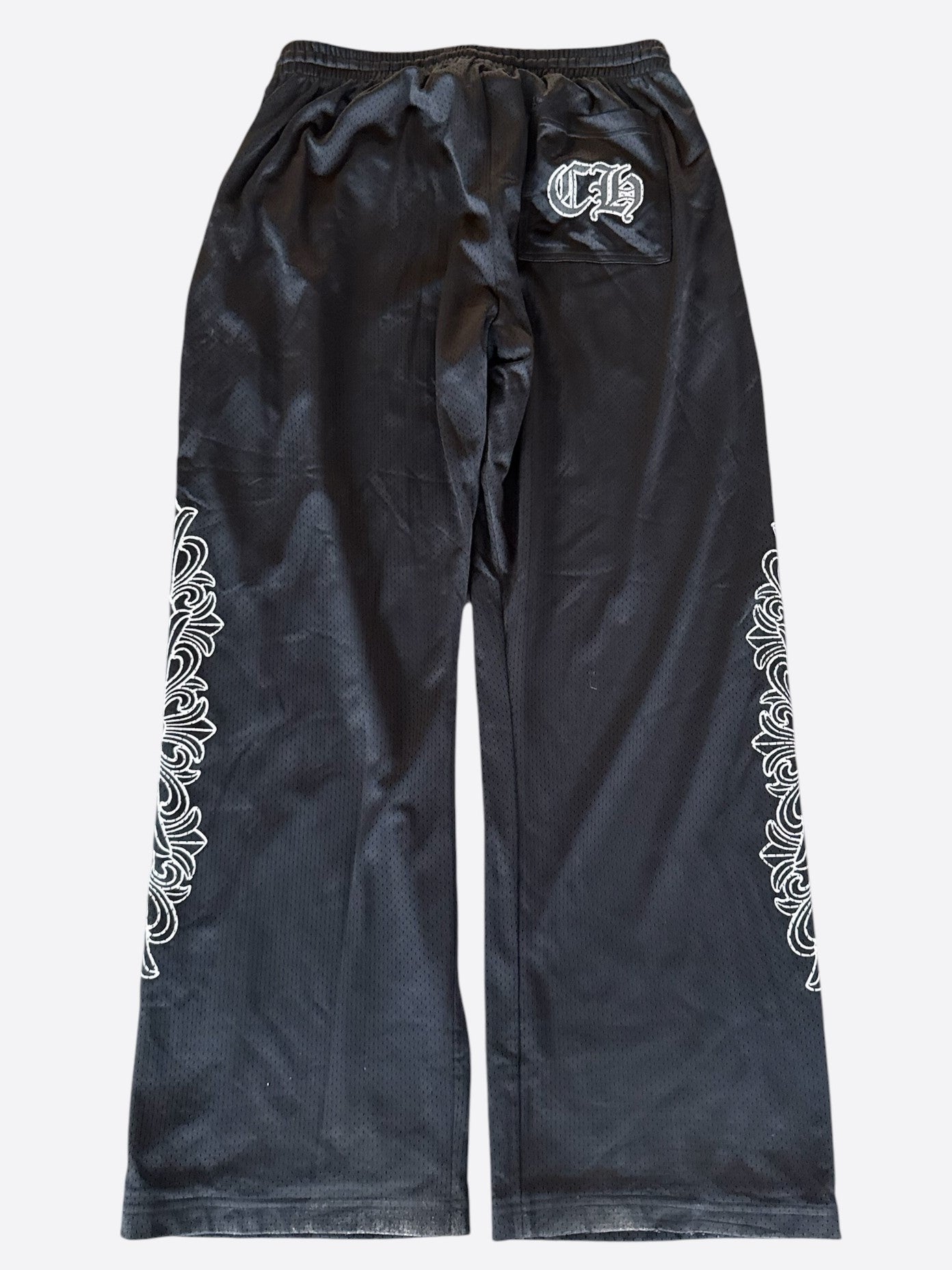 Chrome Hearts Black & White Floral Nylon Mesh Trackpants