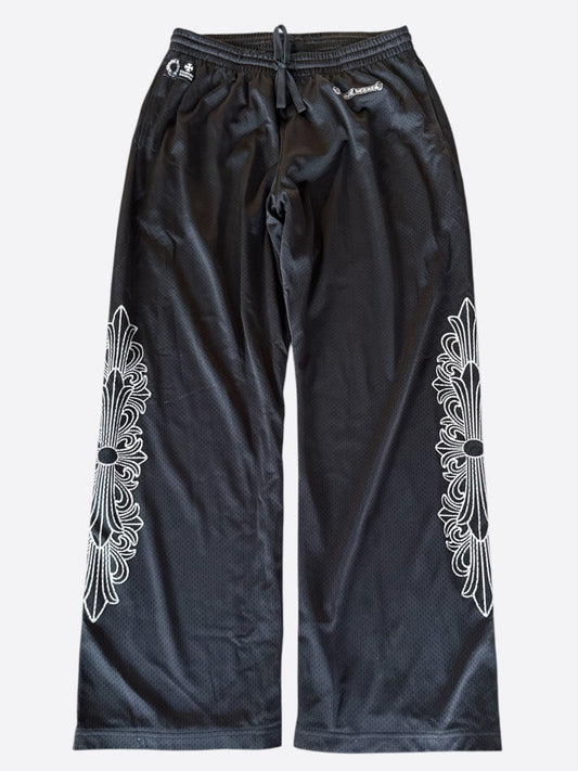Chrome Hearts Black & White Floral Nylon Mesh Trackpants