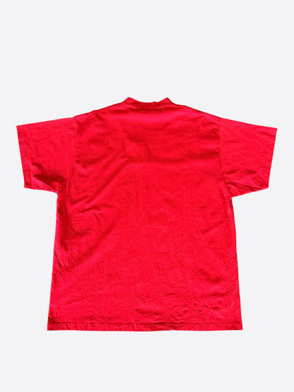 Balenciaga Red & White Keep Calm Logo T-Shirt