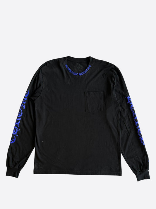 Chrome Hearts Black & Blue Neck Logo Longsleeve T-Shirt