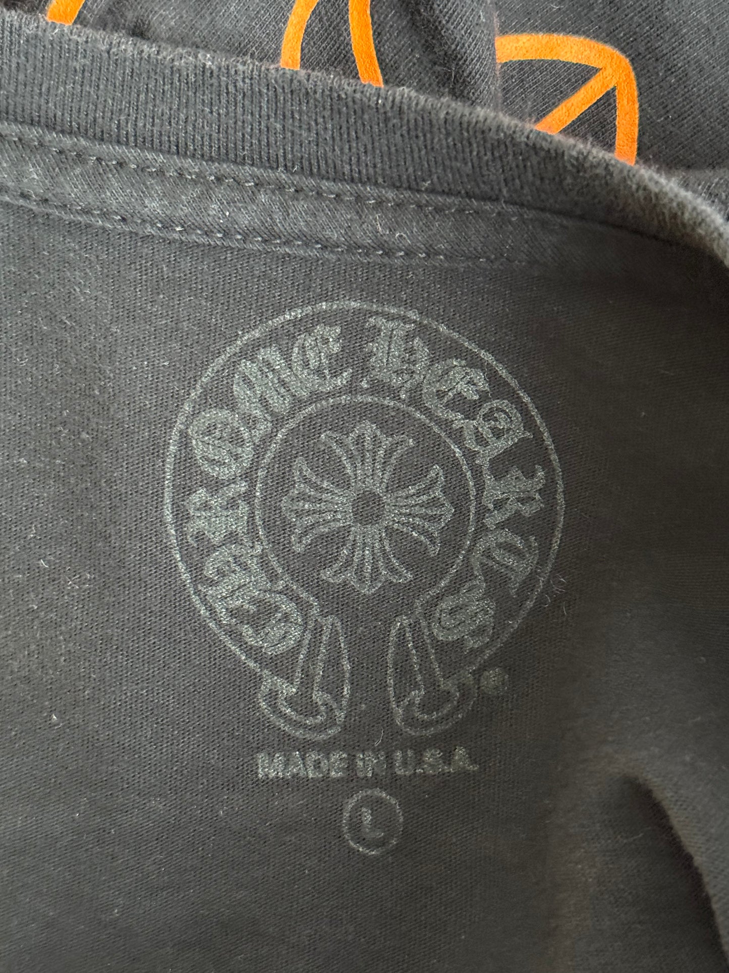 Chrome Hearts Black & Orange Staff Horseshoe Logo Longsleeve T-Shirt