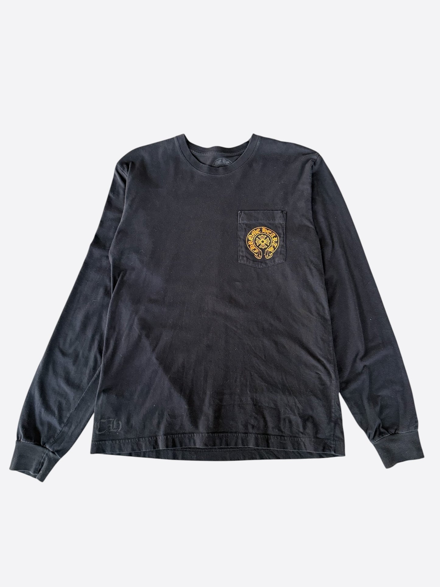 Chrome Hearts Black & Orange Staff Horseshoe Logo Longsleeve T-Shirt