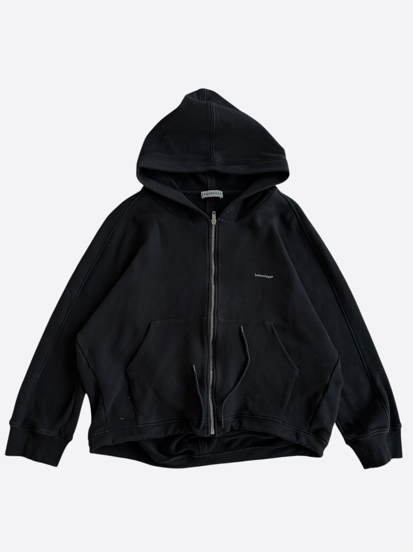 Balenciaga Black & White Logo Zip Up Hoodie