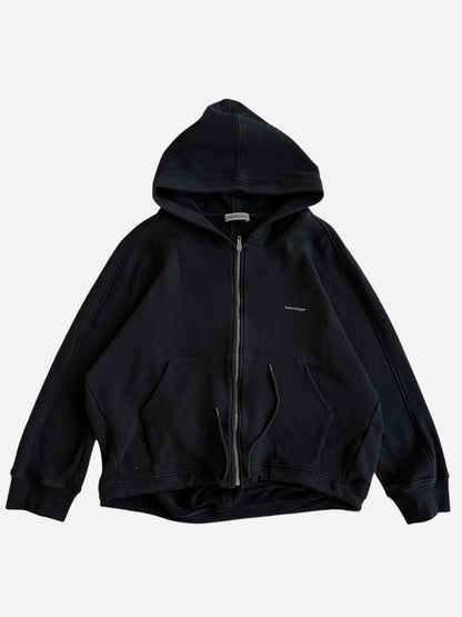 Balenciaga Black & White Logo Zip Up Hoodie