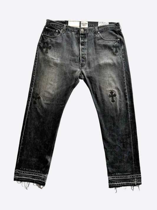 Chrome Hearts Gallery Dept Levis Grey & Black Cross Patch Jeans