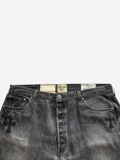 Chrome Hearts Gallery Dept Levis Grey & Black Cross Patch Jeans