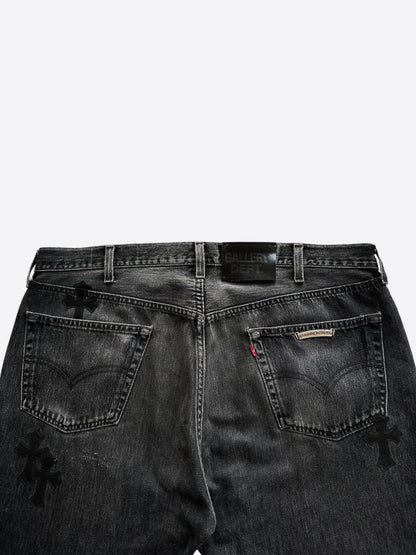 Chrome Hearts Gallery Dept Levis Grey & Black Cross Patch Jeans